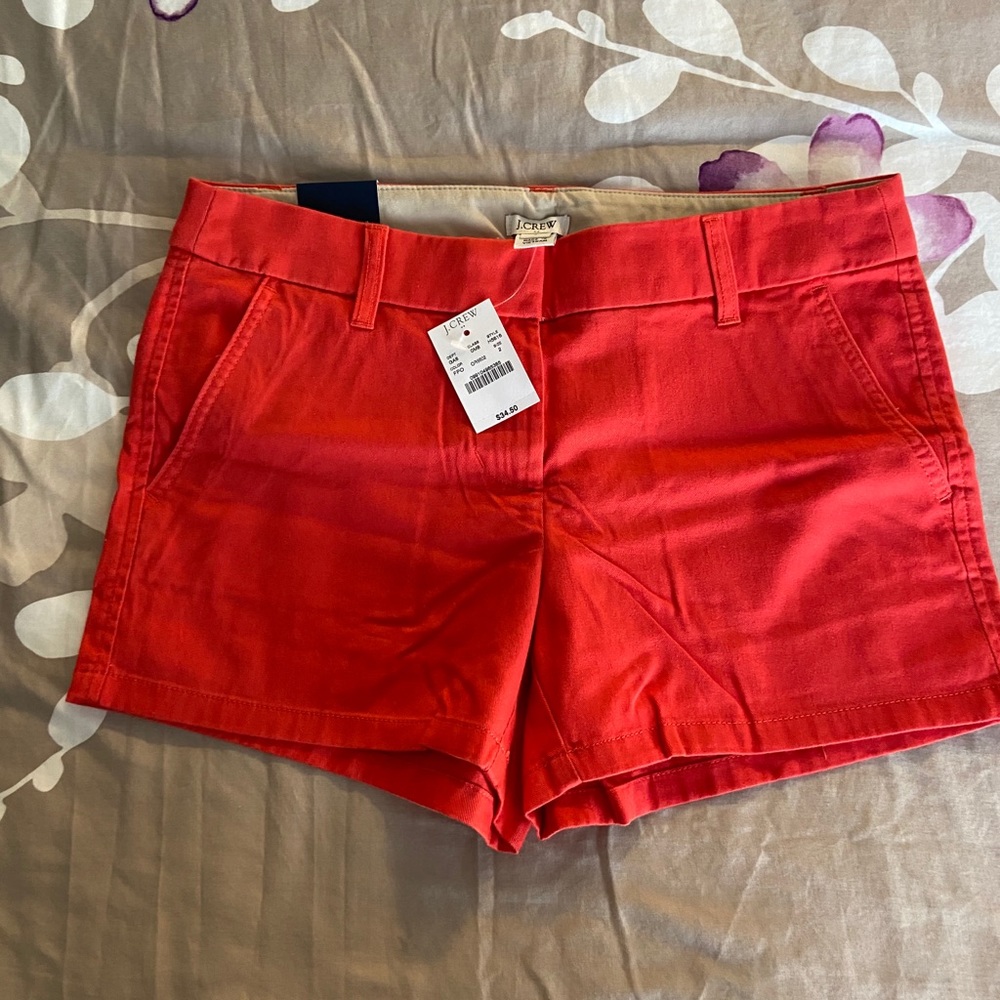 NWT J. Crew Factory coral chino shorts